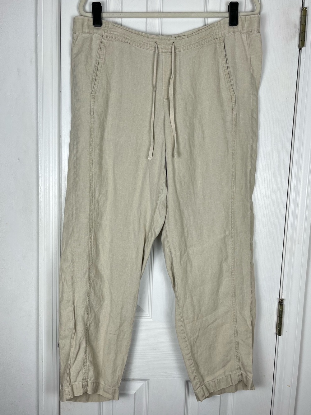 J. Jill Love Linen Pull On Pants Sz M Natural Beige Linen Coastal Minimalist